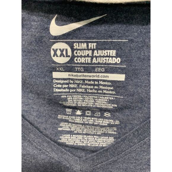 Size XXL Nike Womens Slim Fit V-Neck Navy Blue Tshirt - Picture 2 of 6